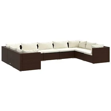 9dílná zahradní sedací souprava s poduškami polyratan hnědá, 3101970 (3101970)