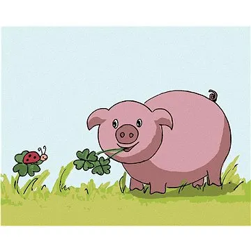 Beruška s prasátkem, 40×50 cm, vypnuté plátno na rám (6056271)