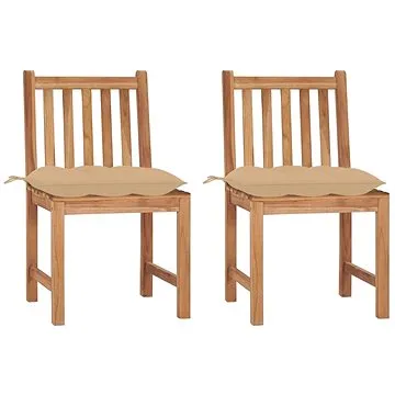 Zahradní židle 2 ks s poduškami masivní teakové dřevo, 3062934 (3062934)