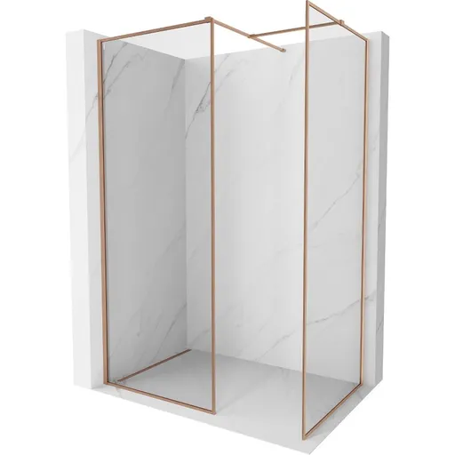 MEXEN/S Kioto-F Sprchová zástěna WALK-IN s rámem 160 x 105, transparent 8 mm, měď kartáčovaná 800-160-202-04-65-105
