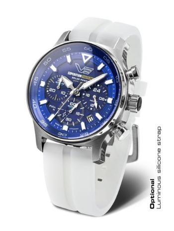 Vostok Europe Expedition South Pole Solar Power Chronograph VR42-592A762S - Bílý silikonový řemínek (luminiscenční)