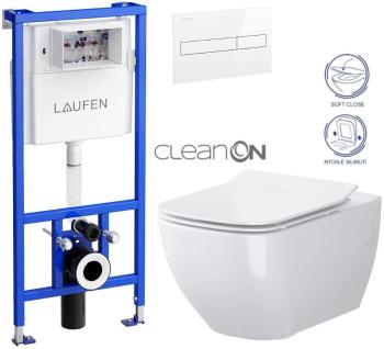 LAUFEN Rámový podomítkový modul CW1 SET s bílým tlačítkem + WC CERSANIT VIRGO CLEANON + SEDÁTKO H8946600000001BI ME1