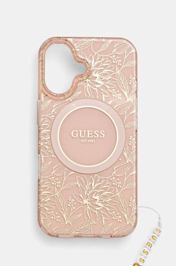 Obal na telefon Guess iPhone 16 6.1 růžová barva, GUHMP16SHCPOFPP