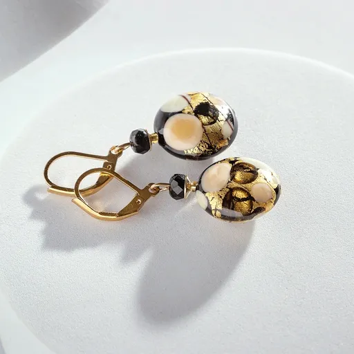 Lampglas Náušnice Ivory Flame s 24karátovým zlatem v perlách Lampglas EP52