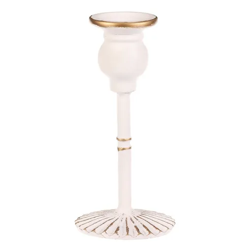 Kovový svícen na kónickou svíčku 17 cm, bílá, 17 cm