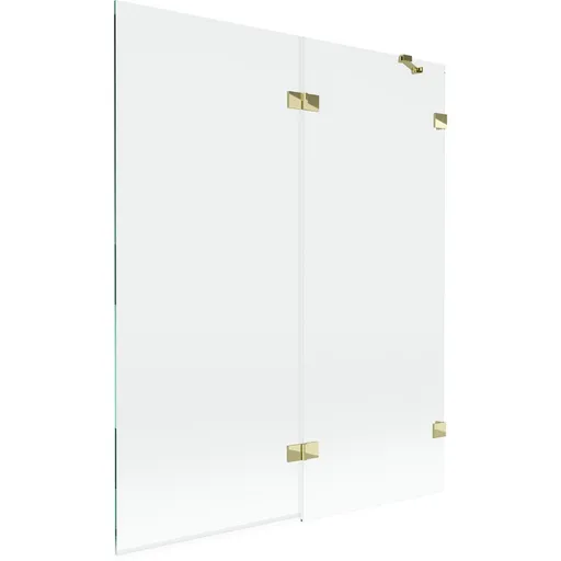 MEXEN/S Lunar vanová zástěna 2-křídlová pravá 140 x 150, transparent, zlatá 897-140-100-50-00-P