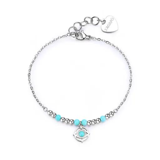 S'Agapõ Dámský ocelový náramek s tyrkysem Boží oko Witch SWH11