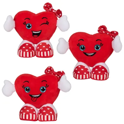 Plyšové Valentýnské srdce s ručkami a teniskami 15 cm - Mrkající