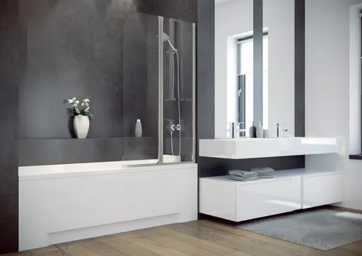 BESCO Vanová zástěna AMBITION 2 Barva rámu Chrom/Leštěný hliník (ALU), Rozměr A 80.5, Směr zavírání Univerzální Levé / Pravé, Výplň Čiré bezpečnostní sklo 4 mm BCAMB2CC