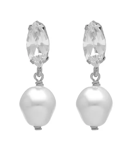 Victoria Cruz Třpytivé stříbrné náušnice s barokní perlou Purpose A4657-07HT