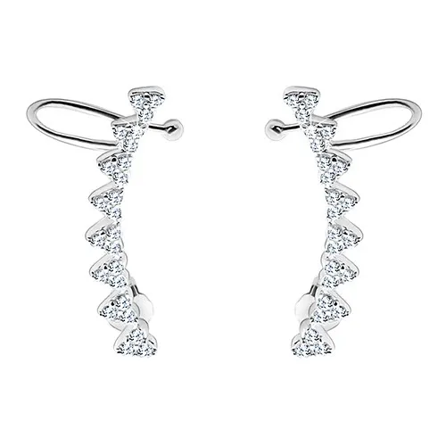 Náušnice ze stříbra 925 - oblouk ze zirkonových srdíček, puzetky a háčky