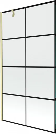 MEXEN/S Next vanová zástěna FIX 100 x 150, černá vzor, zlatá kartáčovaná 895-100-000-00-77-55