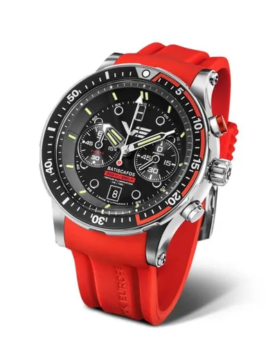 Vostok Europe Batiscafos Grand Chrono 6S21-511A771 - Červený silikonový řemínek