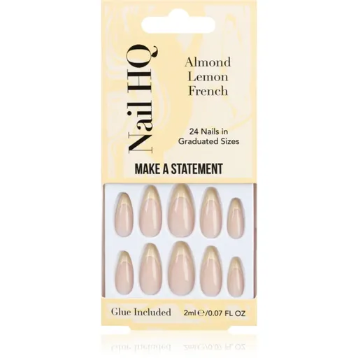 Nail HQ Almond Lemon French umělé nehty s lepidlem 24 ks
