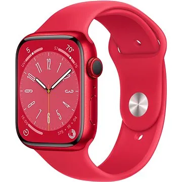 Apple Watch Series 8 45mm Cellular Červený hliník s červeným sportovním řemínkem (MNKA3CS/A)