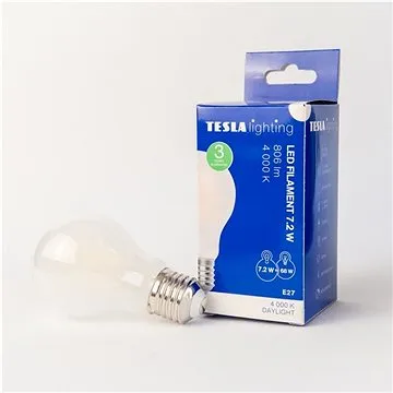 Tesla - LED žárovka FILAMENT RETRO BULB E27, 7,2W, 230V, 806lm, 25 000h, 4000K denní bílá, 360st,čir (BL277240-1)