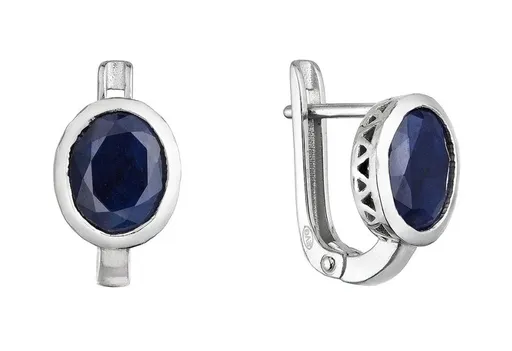 Evolution Group - Pavona Stříbrné náušnice s pravým safírem 11493.3 dark sapphire