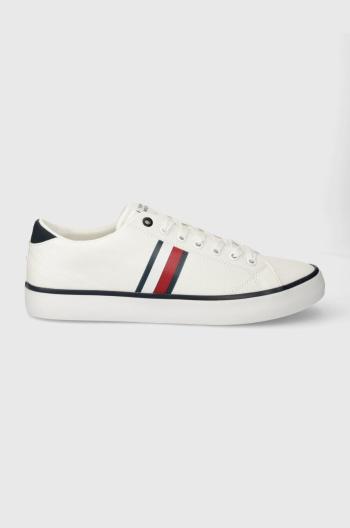 Tenisky Tommy Hilfiger TH HI VULC LOW STRIPES MESH pánské, bílá barva, FM0FM04946