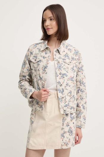 Džínová bunda Pepe Jeans REGULAR JACKET PAISLEY dámská, béžová barva, přechodná, PL402409