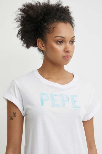 Bavlněné tričko Pepe Jeans JANET bílá barva, PL505836