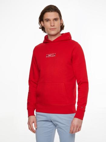 Tommy Hilfiger pánská červená mikina Square logo - XXL (XLG)