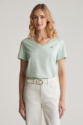 TRIČKO GANT REG SHIELD SS V-NECK T-SHIRT FADED MINT