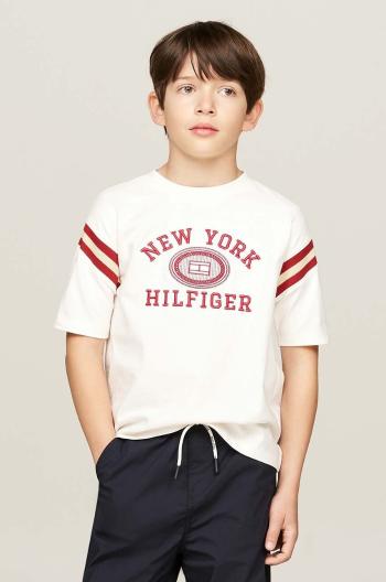 Dětské bavlněné tričko Tommy Hilfiger bílá barva, s aplikací, KB0KB08668