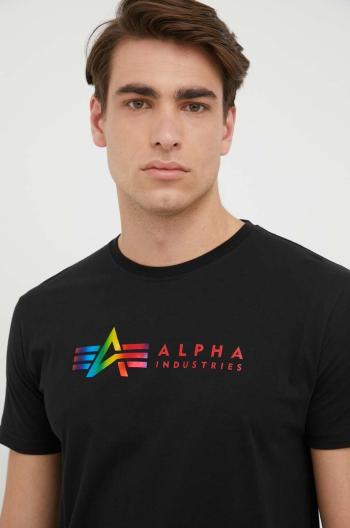 Bavlněné tričko Alpha Industries černá barva, s potiskem