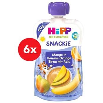 HiPP BIO Snackie Hruška-Pomeranč-Mango-Banán-Rýže 6× 120 g (4062300325234)