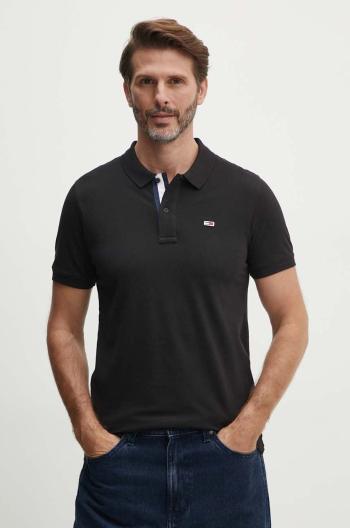 Bavlněné polo tričko Tommy Jeans černá barva, DM0DM15370