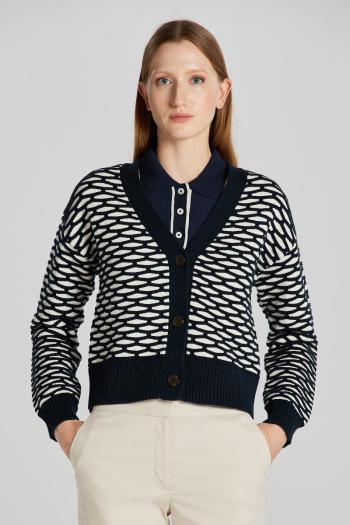 KARDIGAN GANT INTARSIA CARDIGAN EVENING BLUE