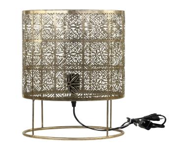 Mosazná antik kovová stolní lampa se vzorem Tappie - 30*36 cm/ E27/ 40W 71078113 (71781-13)