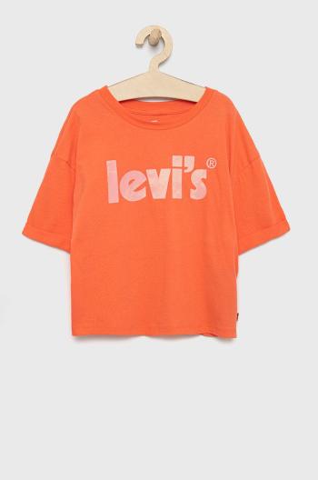 Dětské bavlněné tričko Levi's oranžová barva