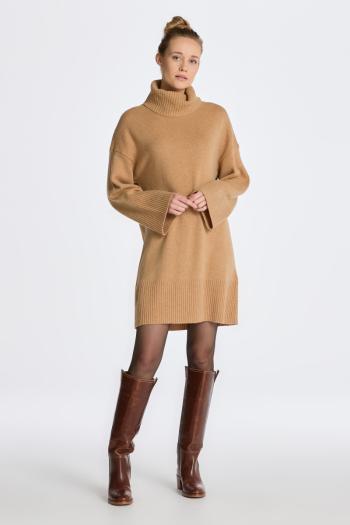 ŠATY GANT LOUNGE ROLLNECK DRESS DARK KHAKI