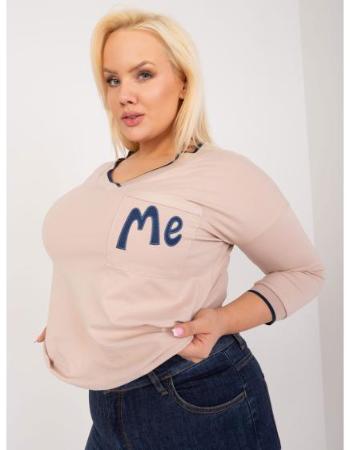 Dámská halenka plus size s výstřihem do V béžová