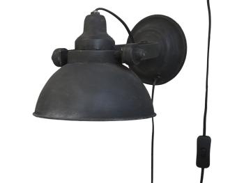 Černá antik nástěnná lampa s patinou Factory - 31*21*18 cm/E14 71064824 (71648-24)