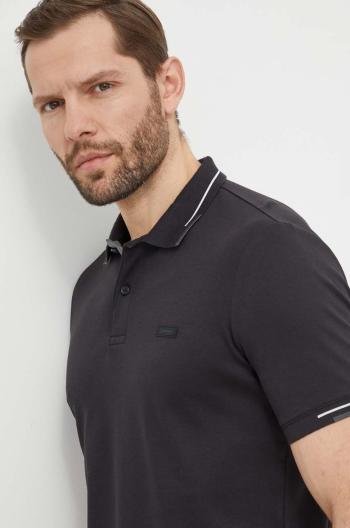 Bavlněné polo tričko Calvin Klein černá barva, K10K112477