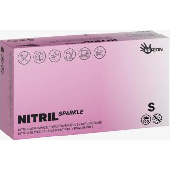 Espeon Nitril Sparkle Pearlescent Pink nitrilové nepudrované rukavice veľkosť S 2x50 ks