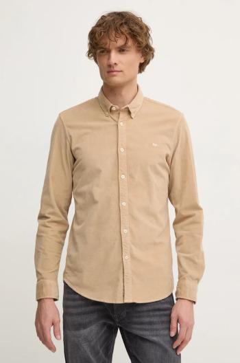 Manšestrová košile Pepe Jeans MILLER béžová barva, regular, s límečkem button-down, PM308730