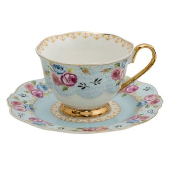 Porcelánový šálek s podšálek Blue Garden - 12*9*7 / Ø 15*2 cm / 160 ml 6CE1279