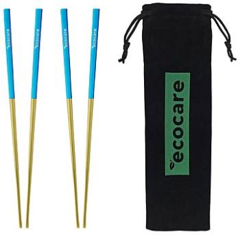 ECOCARE Kovové Sushi Hůlky s Obalem Gold-Blue 4 ks (0750122022120)