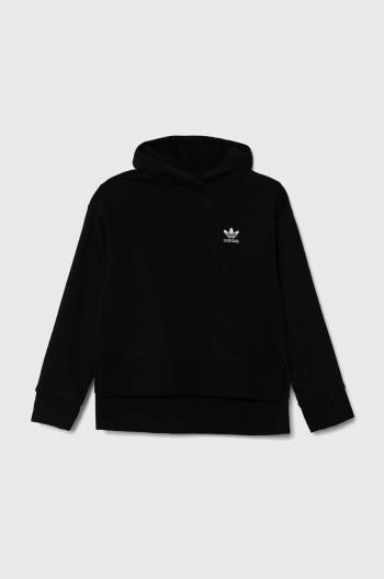 Dětská mikina adidas Originals černá barva, s kapucí, hladká