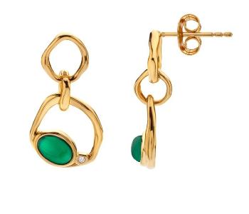 Hot Diamonds Módní pozlacené náušnice s achátem a diamantem Gemstones DE815