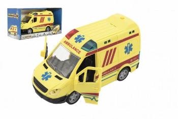 Teddies Auto ambulance plast 20cm na setrvačník na baterie se zvukem se světlem