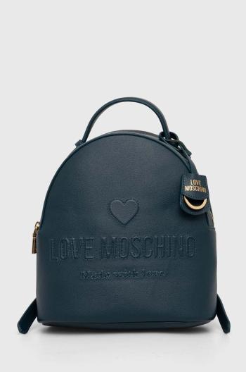 Kožený batoh Love Moschino dámský, tyrkysová barva, malý, hladký, JC4116PP1LL1000A