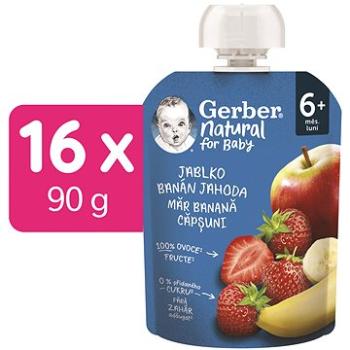 GERBER Natural kapsička jablko, banán a jahoda 16× 90 g (8445290256522)