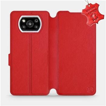 Kožené flip pouzdro na mobil Xiaomi Poco X3 Pro - Červené -  Red Leather (5903516704736)