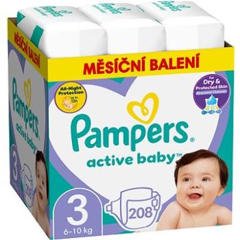 PAMPERS Active Baby vel. 3 Midi (208 ks) – měsíční balení (8001090910745)