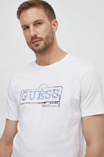 Tričko Guess béžová barva, s potiskem, M4GI26 J1314