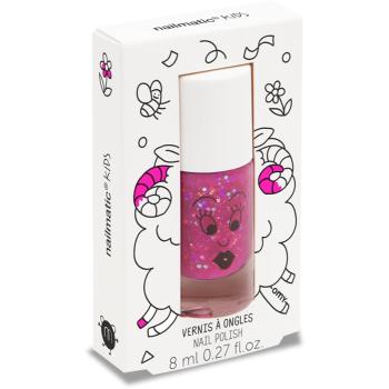 Nailmatic Kids lak na nehty pro děti odstín Sheepy - transparent glitter raspberry 8 ml